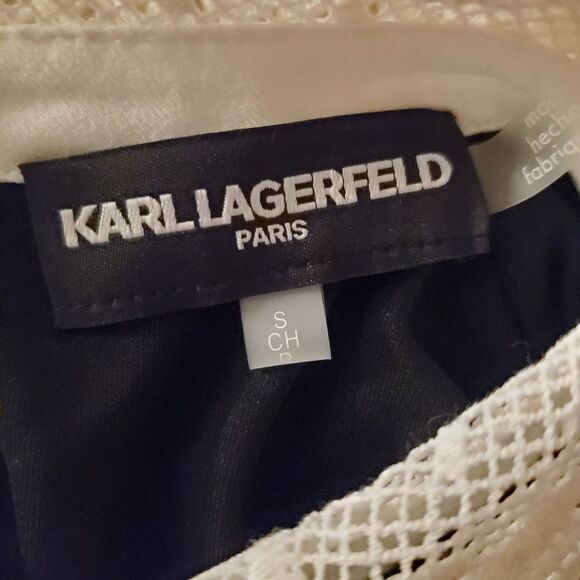 Karl Lagerfeld Lace Collar Sleeveless Top - size Small in Black/White. - Picture 11 of 13